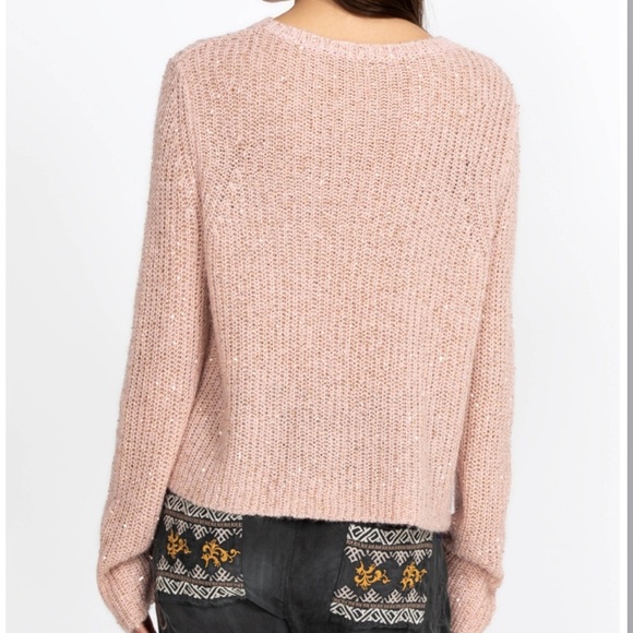 Johnny Was Pink Blush Sequin Alpaca Wool Cozy Sweater Crew Neck Sz Large Office - Picture 5 of 12